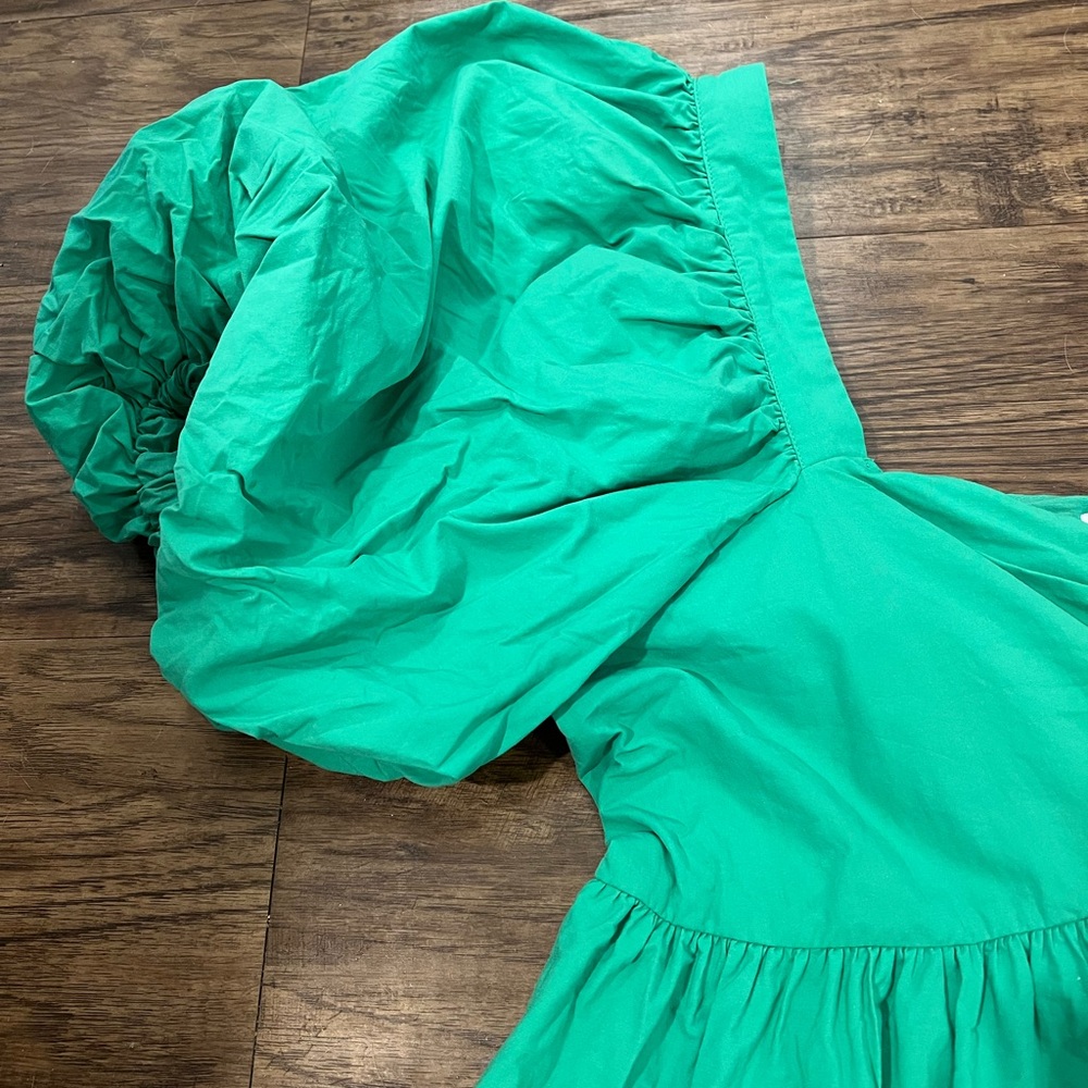 Showpo Women’s 14 Green Puff Sleeve Mini Babydoll Sundress - Picture 2 of 6